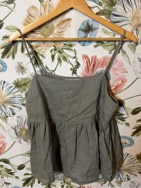 Urban Renewal Olive Green Linen Tank Top Size Medium